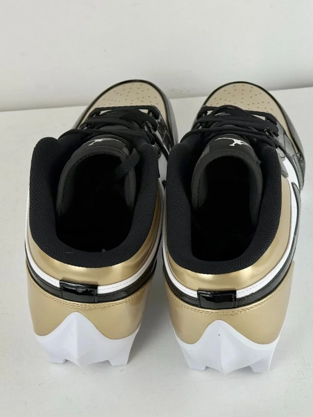 M16 -Nike Air Jordan 1 Retro TD Low Metallic Patent Gold Toe Cleats FJ6245-701